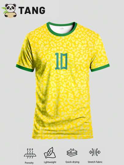 Brazil Style No.10 Men & Teenage Soccer Football Jersey & Crew Neck Comfortable Sports Top, Suitable For Various Ball Sports & Casual Wear, Football Party