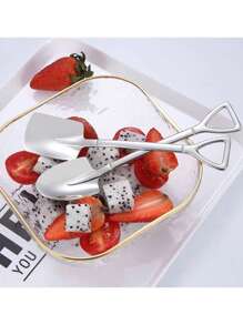 4pcs, Portable Stainless Steel Spoon, Creative Dessert Watermelon Spoon, Fruit Spoon Soup Spoon, Suitable For Outdoor Camping Picnic