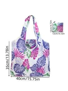 1 bucă geantă de cumpărături impermeabilă, de capacitate mare, design reutilizabil cu model floral și animal, geantă de mână pliabilă, ușoară, portabilă cu formă dreptunghiulară, potrivită pentru alimente, depozitare, călătorii