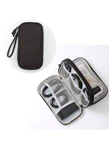Organizador de cables de viaje FYY, bolsa impermeable de doble capa todo en uno, funda portátil de almacenamiento de accesorios electrónicos para cables, cargadores, teléfonos, audífonos, color negro