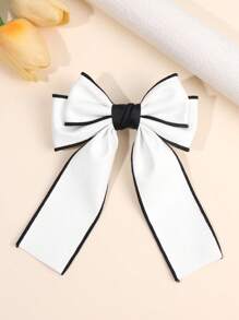1pc White Bowknot Girl Hair Clip, Small Size Hair Accessory, Delicate PU Material Hair Clip Decor, Suitable For Teenagers - Multicolor - View 3