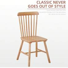4-Piece Dining Chair Set, 100% Solid Rubber Wood, Natural Finish, Comfortable Design For Dining Room Or Living Room