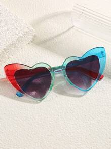 1 pieza Gafas decorativas con forma de corazón y de colores, de estilo europeo y americano para niña