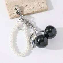 1pc Cherry Fruit Bag Charm, Creative Key Chain, Handbag Pendant Decoration Gift For Women, Car Accessories