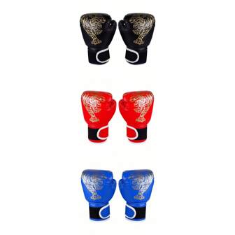 Tiger Print Boxing Gloves 2 Packs - Professional MMA, Muay Thai & Sanda Training Gloves For Men & Women | PU Leather Combat Sports Gear With Ventilation For Sparring, Punching Bags & Fight Training
