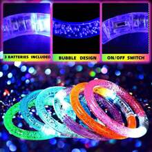 20 PIEZAS Brazaletes luminosos LED que brillan en la oscuridad, en varios colores brillantes, con luces intermitentes y barras luminosas, adecuados para accesorios de fiesta neón, decoraciones de boda, cumpleaños, Mardi Gras, Navidad, Halloween, Año Nuevo, fiestas junto a una hoguera, regalos para fiestas - Multicolor - Ver 2