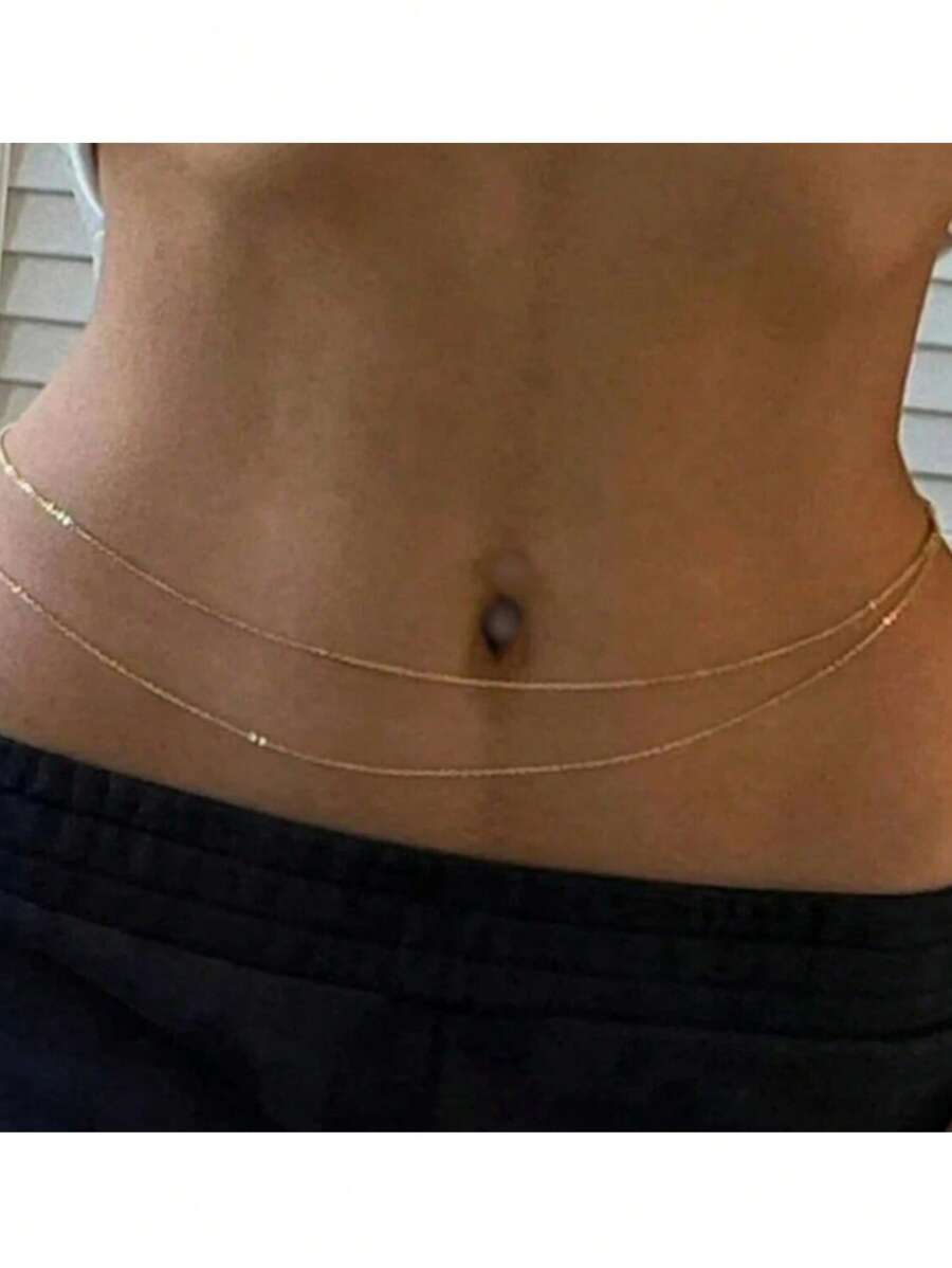 1pc Sexy Bikini Beach Simple Double Fringe Waist Chain