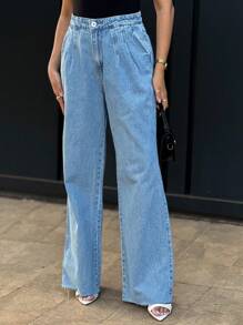 Kissmelady 8345 Women's Plain Wide Leg Pants Without Tears 8345 - Rửa trung bình - Xem 5