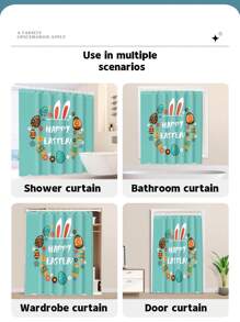 1pc, Colorful Eggs, Rabbit Ears, Happy Easter Letter Graphic Printed, Easter Elements Waterproof Shower Curtain Tapestry Wall Hanging Curtain, With 12 Hooks, Waterproof Polyester Fabric Shower Curtain, Decorative Bathtub Divider Home Decoration Bathroom Accessories, Great As Gift Mother's Day Flowers, Personalized Gifts For Mom, Last Minute Gifts, Mother's Day Ideas, Mothering Sunday Gifts, Handmade Cards For Mum, Best Mother's Day Gifts Under $50