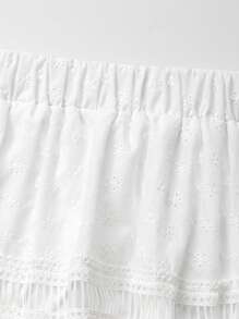 女士高腰镂空蕾丝设计优雅甜美 A 字裙 - 白色 - 查看 8