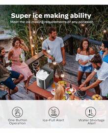 Silonn Nugget Ice Maker Countertop, Portable Pellet Ice Machine With Self-Cleaning Function, Ice Maker Produces 33lbs Of Chewable Ice In 24 Hours, Ideal For Home Kitchen And Office, Black - 米色 - 查看 6