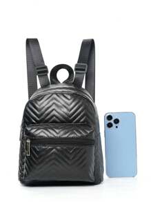 女孩彩虹绗缝设计新颖包 - 黑 - 查看 3