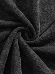 男士休闲复古水洗植物花卉印花短袖 T 恤，简约时尚黑色 T 恤，适合日常穿着和街头风格，春夏季，Emo，2000 年代风格 - 黑色 - 查看 8