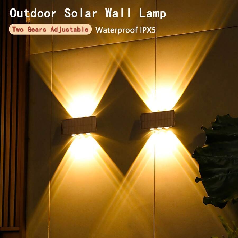 6 LED Solar Wall Light, Outdoor Patio Garden Accent Lighting With Lens ...