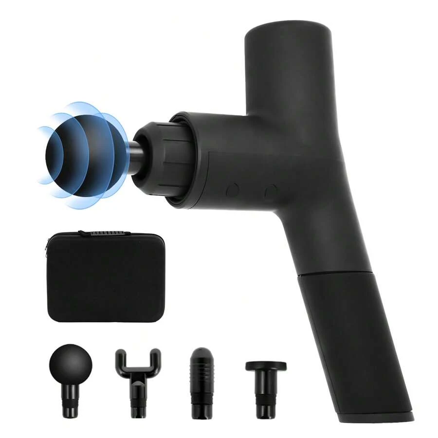 Advanced Rechargeable Handheld Deep Tissue Massage Gun: Electric Muscle Massager With High-Intensity Percussion Therapy - Comprehensive Pain Relief With 4 Interchangeable Attachments And 6 Adjustable Speed Settings - Black - View 1