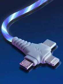 Câble de chargeur de téléphone lumineux, câble de chargement multicolore à LED RVB avec éclairage progressif, câble de chargement rapide USB C, câble chargeur universel 3 en 1 adaptateur micro USB Type-C 1 m / 2 m
