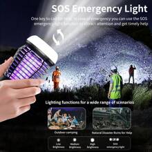 Luz eléctrica para campamento, mata mosquitos eléctrico portátil recargable USB, 2 en 1 insecticida - para uso interior y exterior, mata mosquitos + modo de luz de campamento - mata polillas, avispas, mosquitos, etc., mata mosquitos recargable y luz de campamento, trampa de insectos UV 2000V, trampa de luz 395NM y atracción de insectos 720°, para uso interior y exterior, cubre 300 pies cuadrados