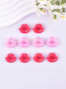 10pcs Assorted Lips Shape Resin Pendant Charm, DIY Jewelry Accessory For Earrings, Necklaces, Keychains
