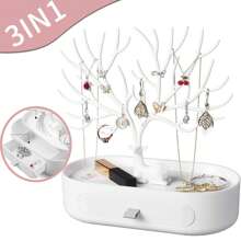 Schmuckständer, Schreibtisch-Ablagefach, Hirschgeweih-Baum-Ablageständer, Hirschgeweih-Schmuckständer mit Griffen, Baumturm für Ohrringe, Halsketten und Ringe, schmiedeeiserne Anhänger und Haarbänder und Accessoires, Halsketten-Display, Geschenk zum Valentinstag