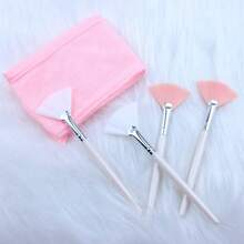 Facial Headband Face Mask Brush Set, Adjustable Towel Wrap, Soft Fan-Shaped Masks Brush, Non-Fragrance Polyester Brush Handle, Suitable For Normal Skin, ABS Plastic Handle Women Beauty Tool