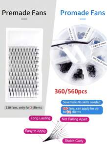 360/500/560 Lash Clusters, 20D/30D Pre-Made Fluffy Lash Extensions, Mixed Tray Pre-Made Lash Clusters, C/D Curl, 0.07mm Thickness, 8-15mm Mixed Length Pre-Made Lash Clusters, Handmade Pointed Loose Lash Clusters, Thin Base (20D/30D -0.07mm C/D, 8-15mm) - D - View 6