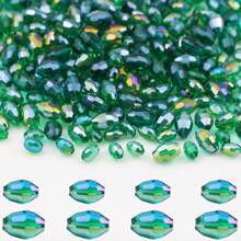 100/200 bucăți 4x6mm/6x8mm AB culoare verde măsline mărgele rotunde de sticlă plate pentru realizarea de bijuterii, meșteșuguri și accesorii