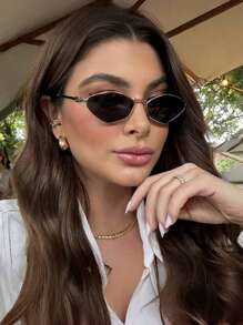 1pc Fashionable Retro Polygonal Geometric Small Frame Fashio Women Glasses, Elegant And Exquisite, Casual And Versatile, Suitable For Wearing In Various Occasions As Women's Fashion Glasses For Women Ladies Shades Beach Accessories Vintage Y2K For Summer Beach Vacation,Outdoor,Travel