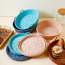 1pc Air Fryer Silicone Baking Mat, Non-Stick Reusable Round Baking Tray For Home, Easy To Clean
