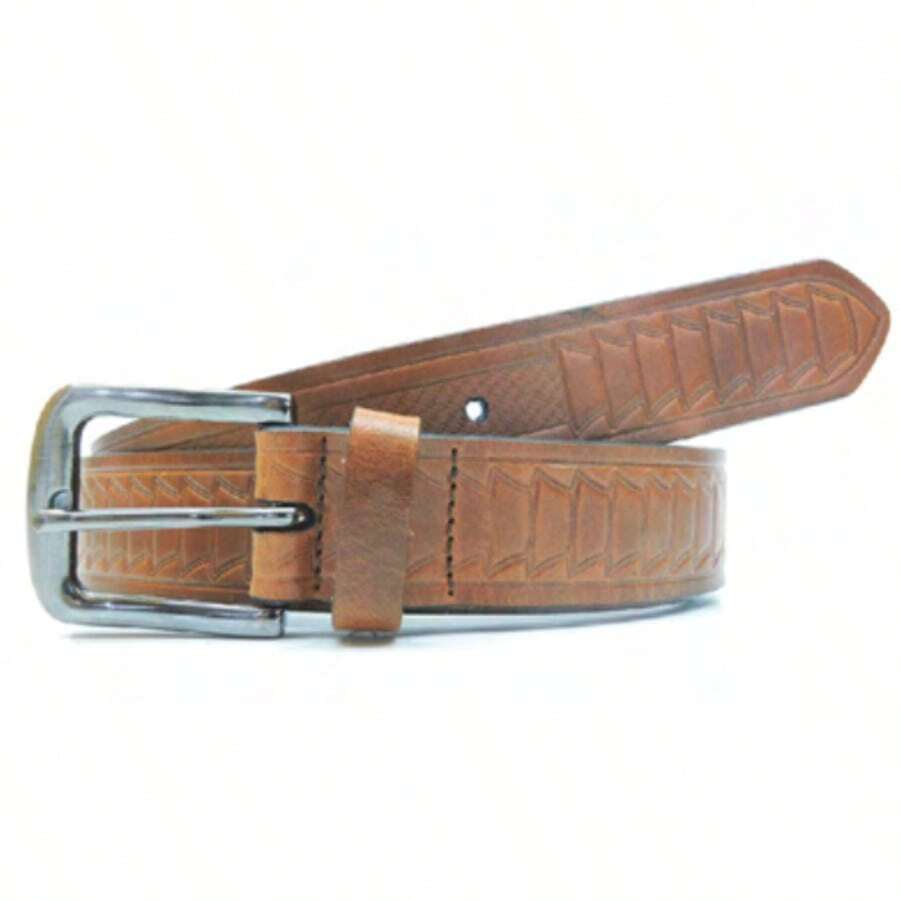 Cinturon 1 vista gravado 100% Piel talla 28 a 44 - Marrón - Ver 1