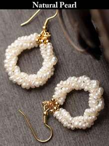 1 Pair Fashion Pearl Earrings With Natural Asymmetrical White Pearl, Everyday Wear & Holiday Gift, Gift Box - White - View 1