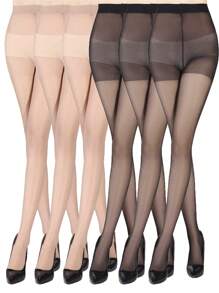 1/3/6 Pairs Women's 20D Sheer Classic Color Tights, Sexy Thin Transparent Elastic Tight Pantyhose, Cozy - Multicolor - View 20