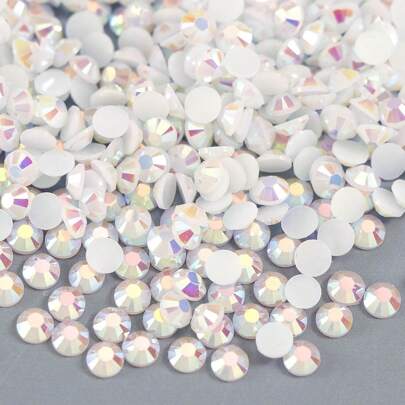 500pcs/1000pcs Resin DIY Jelly Crystal Flat Bottom Mini Round Shape Rhinestones, Suitable For Phone Case, Shoes, Clothes Decoration, Size 2mm/3mm/4mm/5mm/6mm