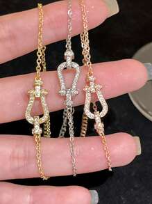 Sparkly Horseshoe Decor Zirconia Bracelet, Minimalist Design, And Versatile Accessory