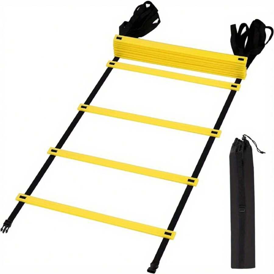 Youyijia Training Ladder 6M Agility Ladder Speed Training Football Ladder 12 Rungs Football Speed Training Ladder Agility Speed Training Equipment For Football Tennis Basketball Practice (6M) - ‎6m Black&yellow - View 1