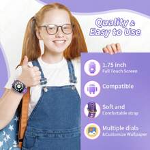ESFOE LIGE's New Children's Smart Watch Has A Variety Of Puzzle And Fun Mini Games, Alarm Clock Reminders, 1.75-Inch Full Touch Screen, More Than 20 Sports Modes, 24-Hour Activity Tracking, Various Interesting Watch Faces, Music Player, Alarm Clock, Sports Children's Watch