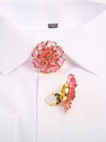 2pcs/Set Cute Flower Button Cover 3-Layer Lotus Flower Cufflinks Cover For Shirt Button Clip Clothing Decoration Cuff Links No Sewing Button Suit Dress Accessories Gift