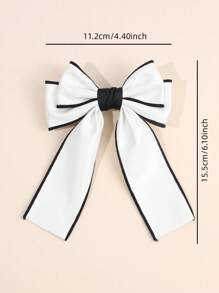 1pc White Bowknot Girl Hair Clip, Small Size Hair Accessory, Delicate PU Material Hair Clip Decor, Suitable For Teenagers - Multicolor - View 5