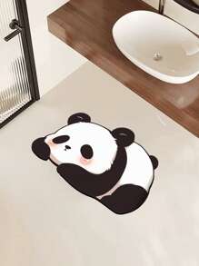1pc Cute Panda Bathroom Mat, Quick Dry Water Absorbent Non-Slip Diatomaceous Earth Mat, Bathroom Decoration, Shower Mat, Easy To Clean, Suitable For Bathroom, Kitchen, Entryway, Etc., Universal Holiday Decoration
