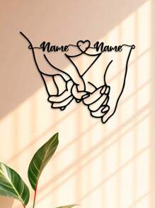 1 pieza Personalizado arte de pared de metal de pareja - Personalizable con nombre, fecha, contenido de texto - Diseño retro de amor y manos de pareja unidas, diseño de corazón infinito, decoración de pared de logo infinito - Perfecto para regalo de boda, aniversario, San Valentín, compromiso, Día de la Madre - Adornos, decoración del hogar, decoración de pared, decoración de habitación, decoración de sala de estar, decoración de dormitorio, decoración de baño, decoración de cocina, decoración de la casa, personalizado