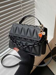 Bolso de hombro diagonal de moda 2024, bolso popular con diseño de rejilla de diamantes simple y correa desmontable