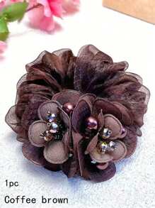 1pc Elegant Floral Double-Layer Large Hair Scrunchie, High Elasticity Hair Tie, Suitable For Women's Daily Use And HairstylingScrunchiesscrunchy Hair Ties