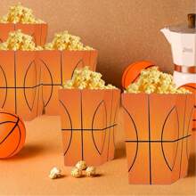 6 件篮球爆米花盒，生日和体育主题派对用品，适用于电影、游戏、聚会派对装饰 - 彩色 - 查看 6