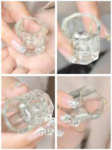 HMQ beauty 1pc Multi-Functional Reusable Makeup Cup Nail Art Container For Eyelash Extension, Mixing Makeup Pigments And Tattoo Colors