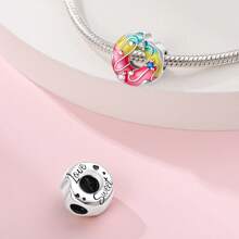 1pc Silver Plated Cake Afternoon Tea Pendant Candy Pendant Poached Egg Pendant French Fries Pendant Donut Pendant Coffee Pendant Suitable For Original 3mm Bracelets And Bangles DIY Beads Suitable For Ladies Birthday Fine Jewelry Gifts