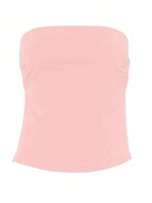 Top casual sin espalda plisado para mujer para el verano