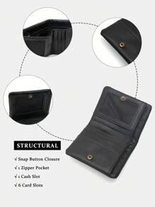 100% Genuine Leather Short Bifold Wallet For Men Classical Simple Design Casual High Quality Cowhide Cash Purse With Zipper Pocket And Multiple Credit Card Slots Versatile Portable For Daily Use Commuting Travel Gift Suitable For Teen Summer Casual Outdoor Athletic Or Vacation Travel Or Graduation Gifts Or Birthday Dress Accessories - Multicolor - View 4