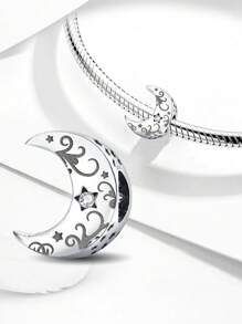 1pc Fashionable 925 Sterling Silver Cubic Zirconia Vine Moon Charm Bead For Women Fit Bracelets Bangles DIY Jewelry Making Party Gift Fine Ladies Jewellery