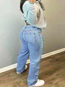 Women's Jeans, Work Pants For Women, Versatile And Comfortable Jeans, Multiple Pockets, Non Stretch Jeans - 淺色 - 查看 4