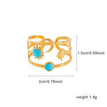 1-3pcs Fashion Bohemian Drip Oil Sun, Moon, Star, Stainless Steel Gold And Silver Open Rings, Suitable For Women Daily Wear Or As Valentine's Day Gift, Wedding, Beach
