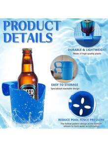 1pc/2pcs Poolside Cup Holder Compatible With 2-Inch (Approx. 5.0cm) Or Thinner Round Top Pole - Sturdy , Easy-To-Use Clip-On Spill-Proof Cup Holder - Multicolor - View 7